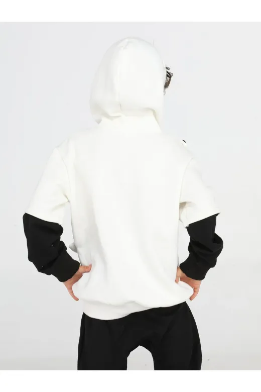 Casabony CS-23K-007 Panda Unisex Mobil Çantalı Krem Sweatshirt