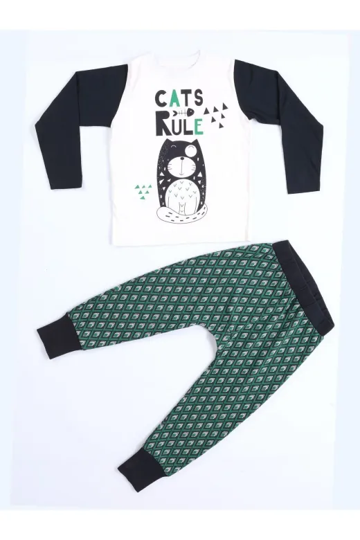 Casabony CS-23K-009 Cats Rule Erkek Çocuk Pantolon + T-Shirt Takım