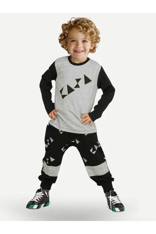 Casabony CS-23K-011 Casa Black Baggy Pantolon + T-Shirt Takım
