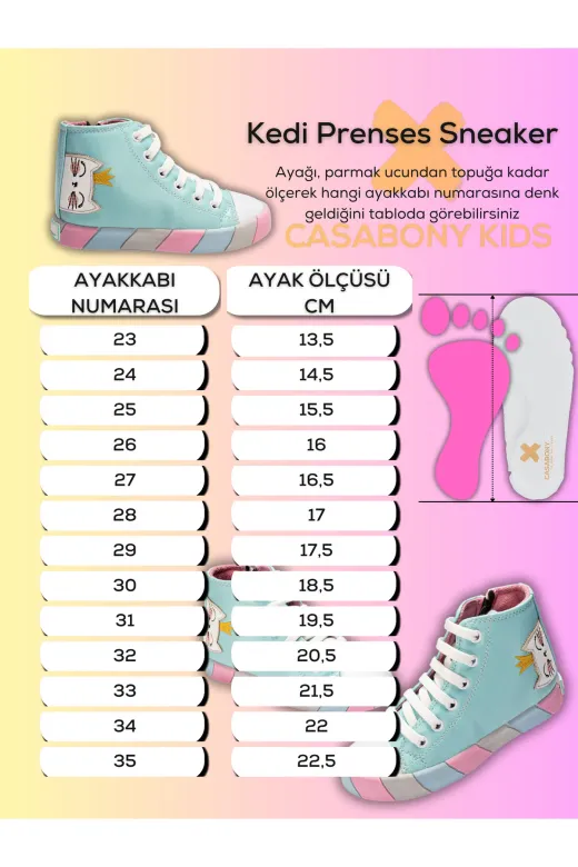 Casabony CS-23S-011 Kedi Prenses Mavi Kız Çocuk Sneakers