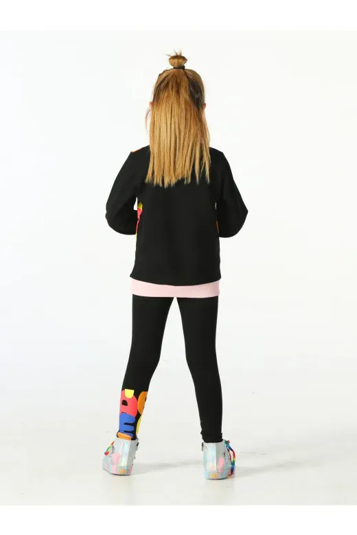 Casabony CS-24S-025 Alphabet Desenli Kız Çocuk Sweatshirt Takım