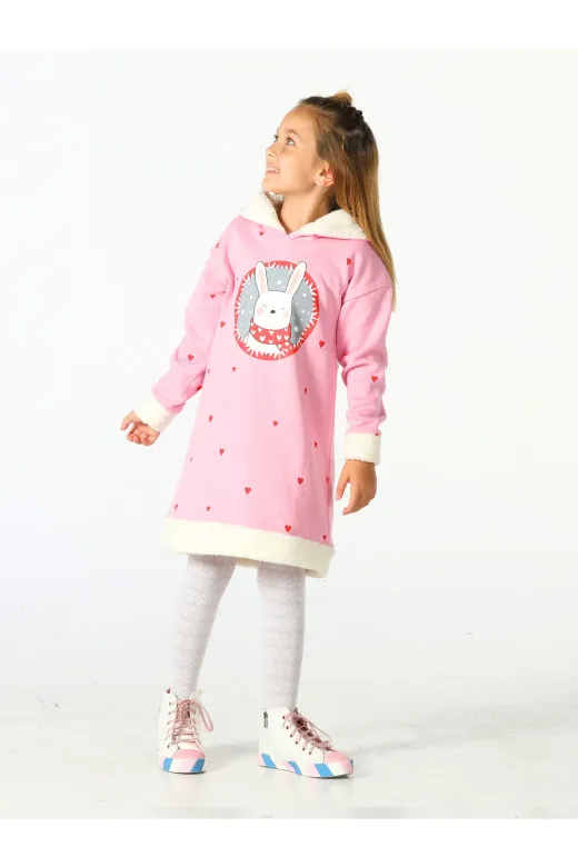 Casabony CS-24S-035 Bunny Pink Yumoş Kız Çocuk Elbise