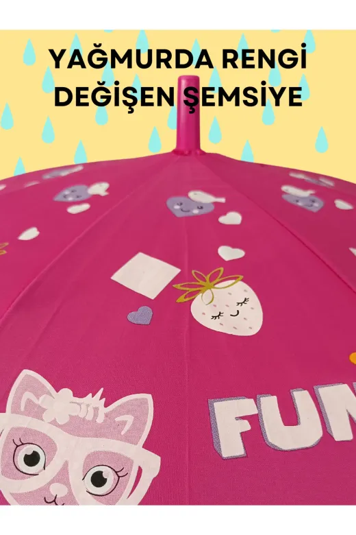 Casabony CS-24S-073 Yağmurda Rengi Değişen Fuşya Kız Çocuk Şemsiye