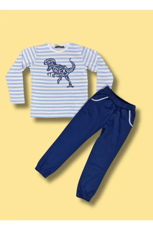 Casabony CS-24S-076 T-Rex Baskılı T-Shirt + İndigo Pantolon Takım