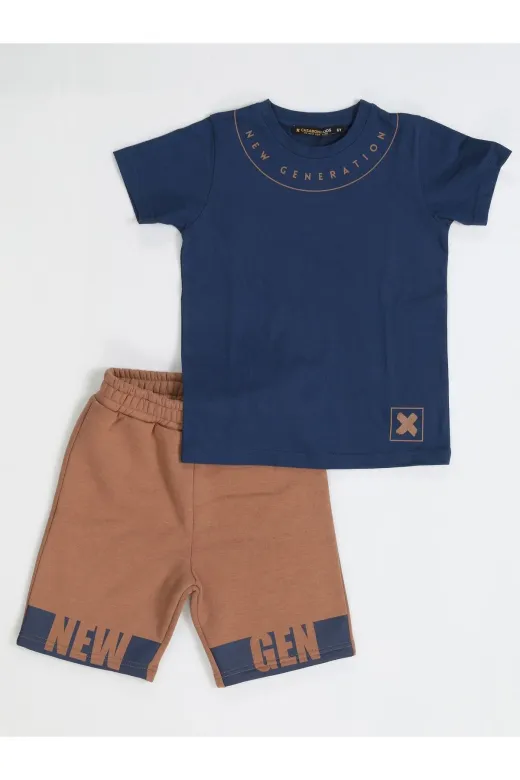 Casabony CS-24Y-021 New Gen Kahve Erkek Çocuk Şort T-Shirt Takım