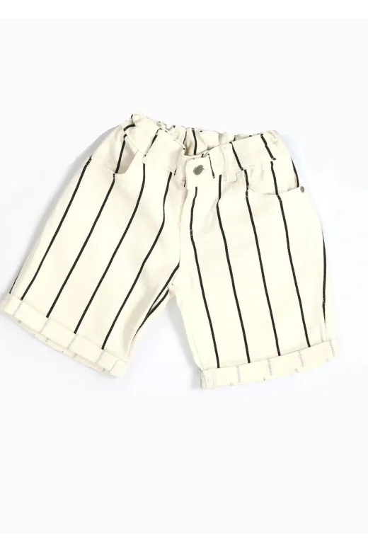 Casabony CS-24Y-047 Çizgili Gabardin Erkek Çocuk Şort