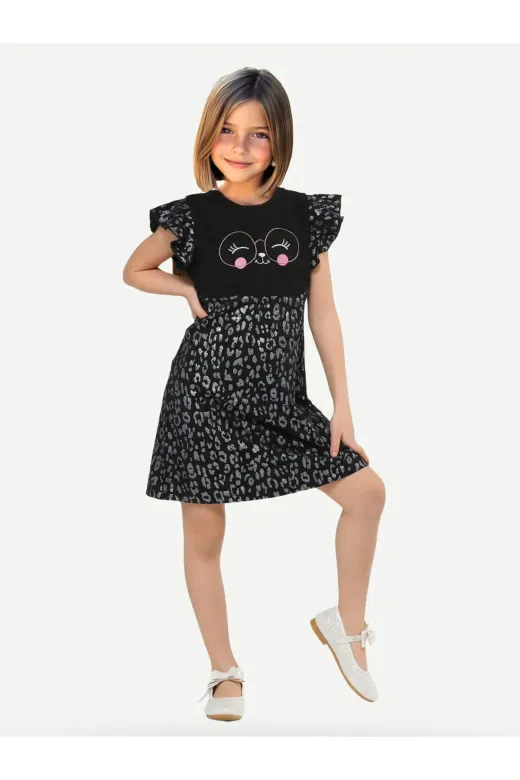 Casabony CS-24Y-056 Shine Cat Simli Kız Çocuk Elbise