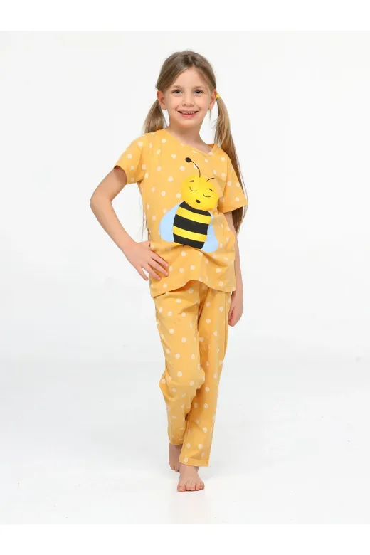Casabony CS-24Y-057 Arı Puanlı Kız Çocuk Pijama Takım