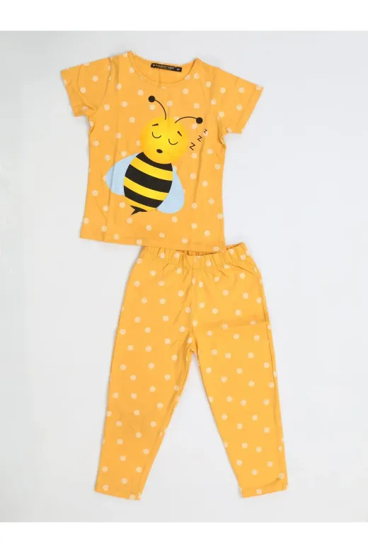 Casabony CS-24Y-057 Arı Puanlı Kız Çocuk Pijama Takım
