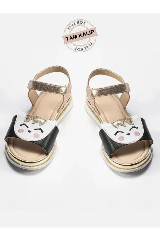 Casabony CS-24Y-085 Gold Cat 3D Simli Kız  Sandalet