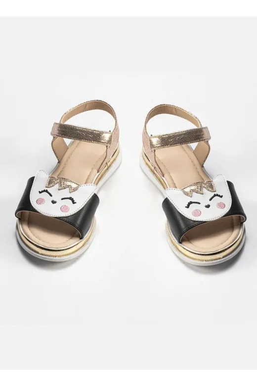 Casabony CS-24Y-085 Gold Cat 3D Simli Kız  Sandalet