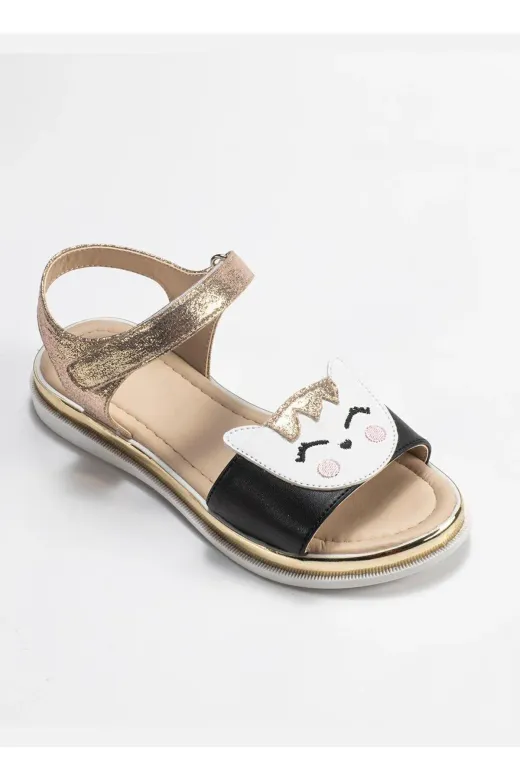 Casabony CS-24Y-085 Gold Cat 3D Simli Kız  Sandalet