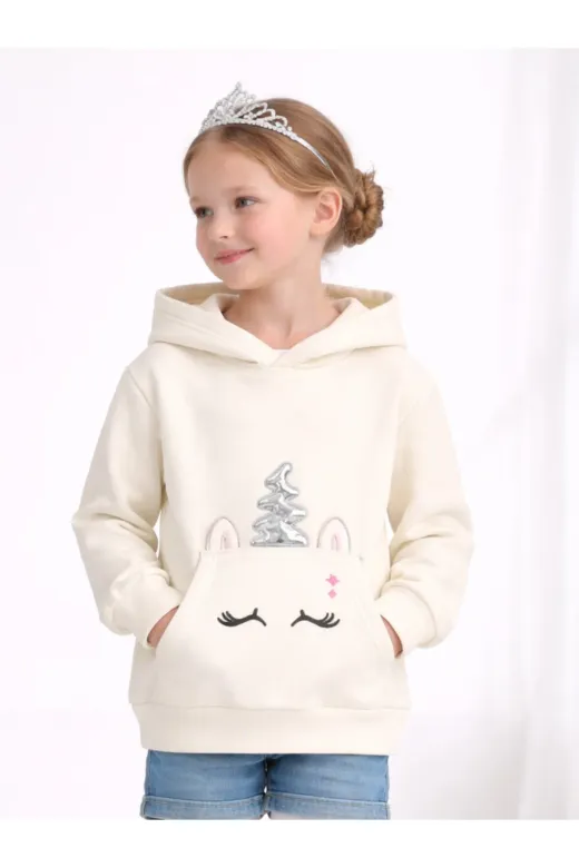 Casabony CS-26Y-035 Unicorn Kanguru Cep Kız Pamuklu Çocuk Sweatshirt