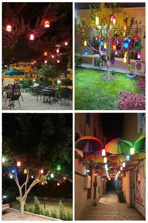 caSELka csk02 Alaçatı Ağaç Feneri ,su Geçirmez Dekoratif Ağaç Feneri (Tak Çaliştir Hazır Kurulu 10 Takım)