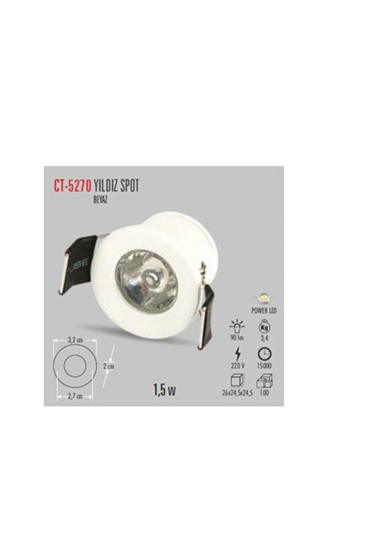 Cata CT-5270 -- Ct-5270 1.5W 6400K Beyaz Kasa Yıldız Spot
