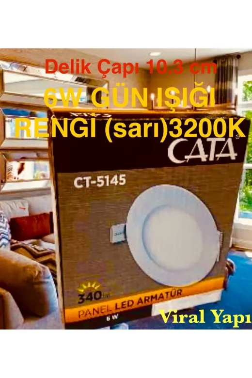 Cata TYC00549979996 6W Slim Sıva Altı Led Panel Armatür Metal Kasa 3200K Günışığı