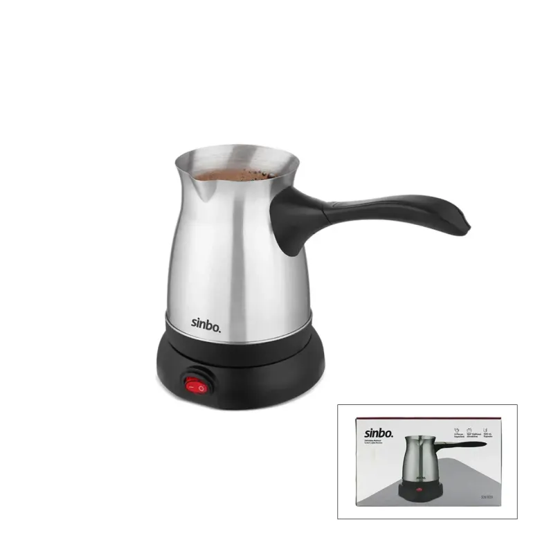 Çelik Elektrikli Cezve Türk Kahve Makinesi - 6FİNCAN=500ML 360° Kablosuz Kullanım Katlanır Kulp SCM-