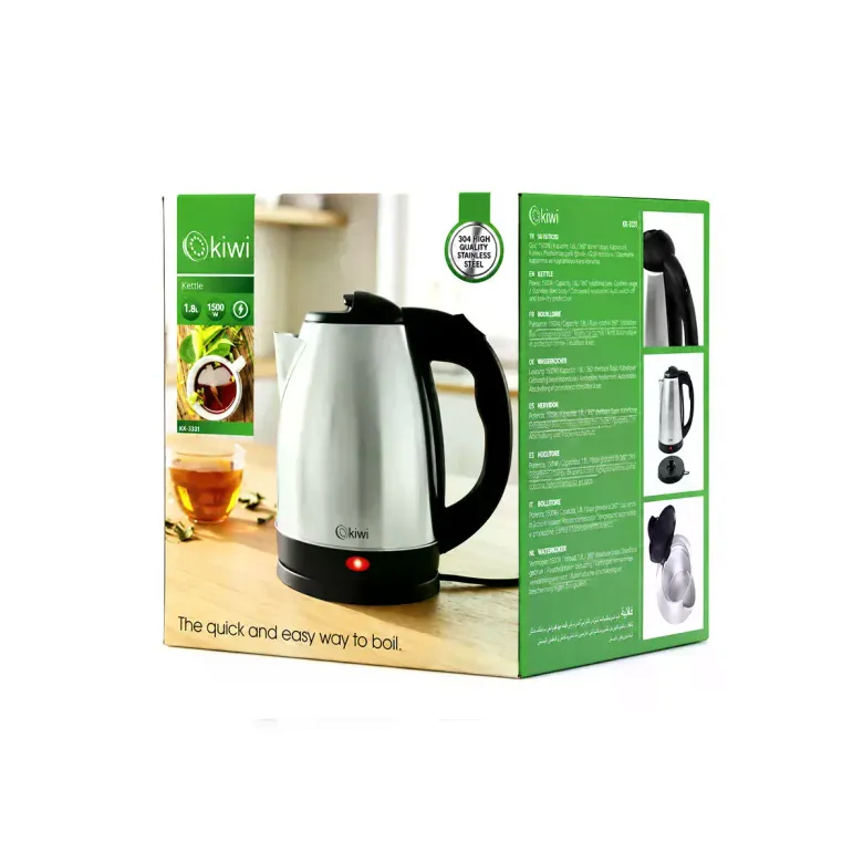 Çelik Kettle Elektrikli Su Isıtıcısı Paslanmaz Çelik Gizli Rezistans 360° 1.8LT 1500W KK-3331