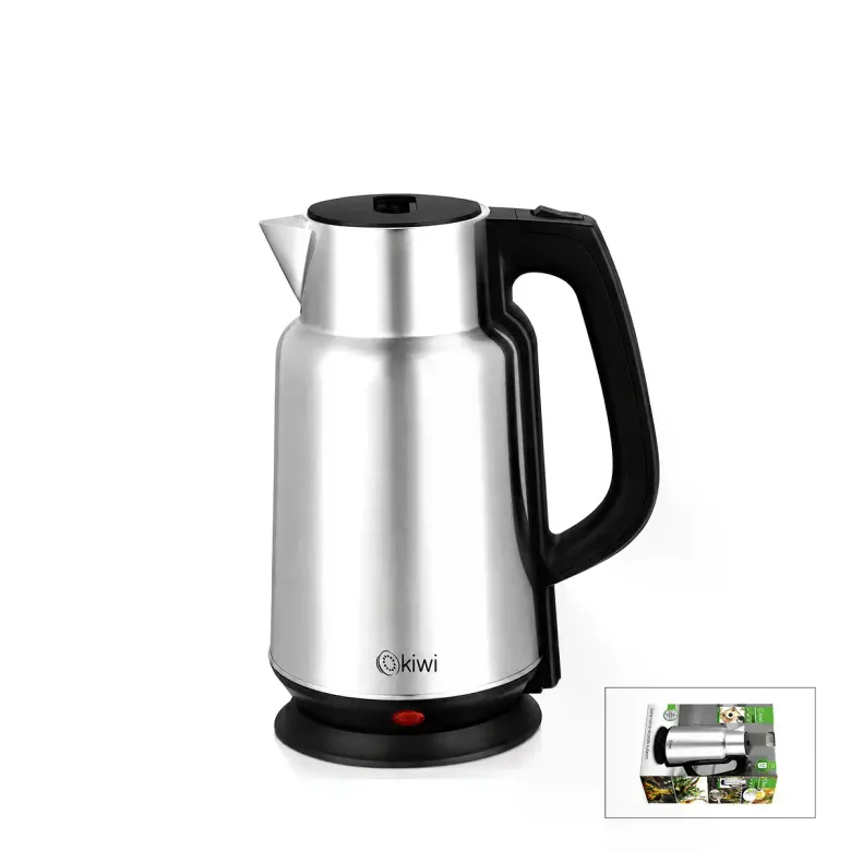 Çelik - Sürahi Model Kettle Elektrikli Su Isıtıcısı Paslanmaz Çelik Gizli Rezistans 360° 2.2LT 1500W