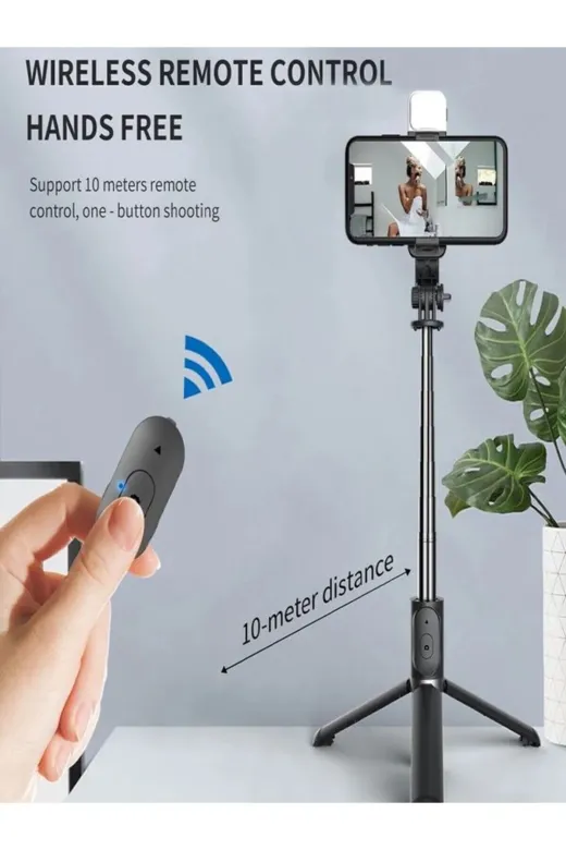 çelikwork inspiring technology ZAWQC3 Led Işıklı Tripod Kablosuz Selfie Çubuğu, Tripod Standı