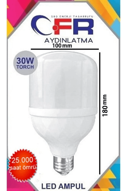 CFR30W Cfr 30Wat Tasarruflu E27 Beyaz Renk Torch Led Ampul-2 Adettir