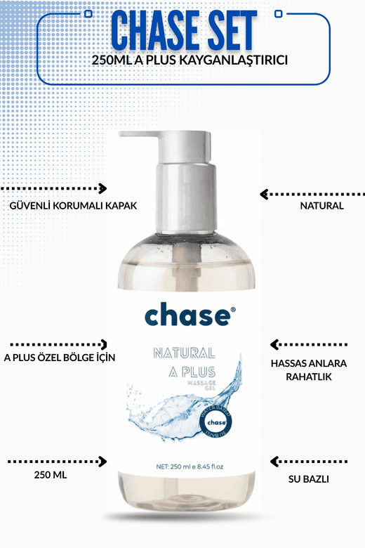 Chase WUdyE1CLHz A Plus Kayganlaştırıcı Jel 250 Ml + Kırmızı Taşlı Plug + Hijyenik Temizlik Pompası - 3'lü Set