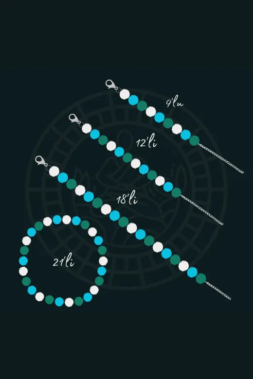 Chi Zen DÜZ-21 Arınma Doğal Taş Tılsım Bilekliği Düz 8Mm 21'li (Akuamarin, Necef, Apatit Taşı) Chi-Zen Bileklik