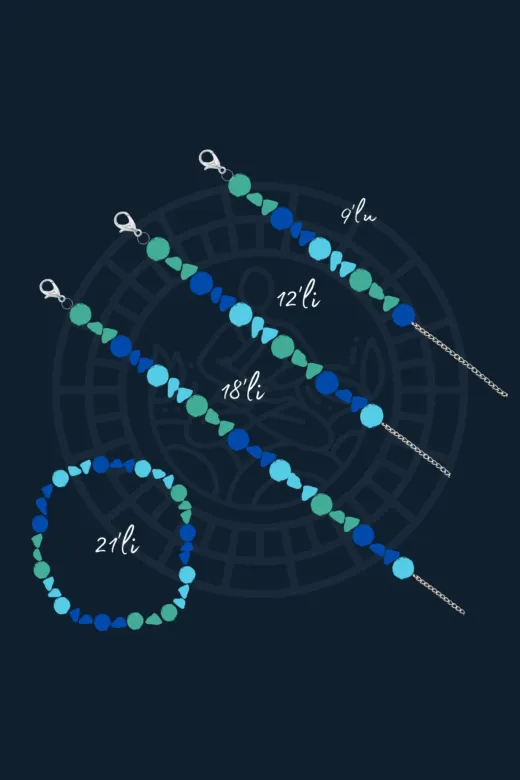 Chi Zen DÜZ-21 Özgüven Doğal Taş Tılsım Bilekliği Düz 8Mm (Apatit, Lapis Lazuli, Sodalit Taşı) Chi-Zen Bileklik