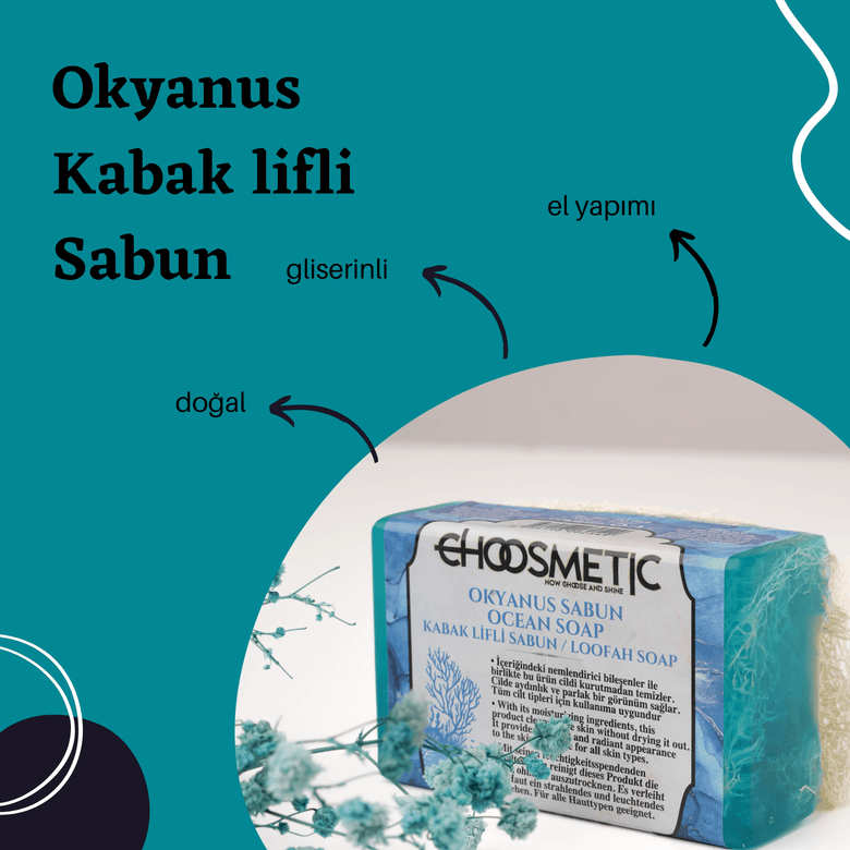 choosmetic CH003 Doğal Okyanus Kabak Lifli Sabun | Arındırıcı & Ferahlatıcı | 120 Gr