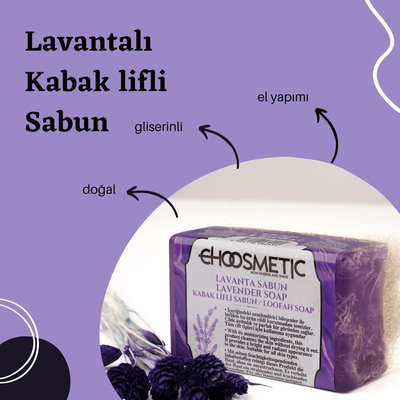 choosmetic CHOO1L Doğal Lavantalı Kabak Lifli Sabun | Arındırıcı & Ferahlatıcı | 120 Gr