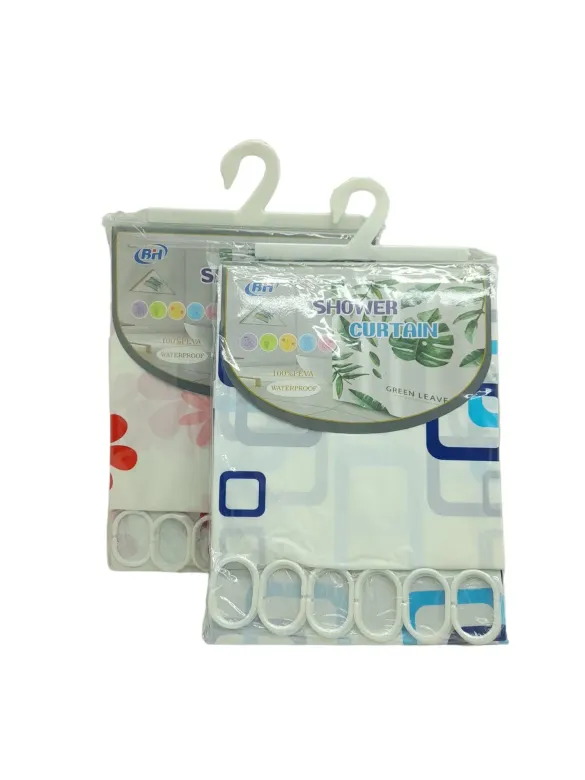 ÇİF KANAT PVC BANYO PERDESİ 2  PARÇA  X 90X180CM - 12 HALKALI (4745)