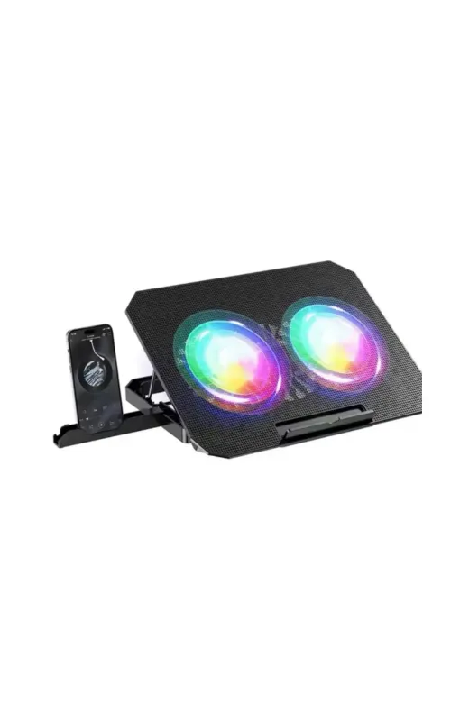 Çift Fanlı Laptop Soğutucu RGB Işıklı Sessiz Notebook Standı