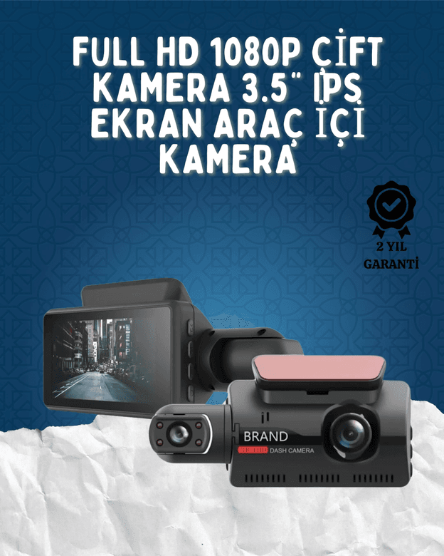 Çift Görüşlü Dashcam – Gece Görüşlü 1080p Araç İçi Güvenlik Kamerası