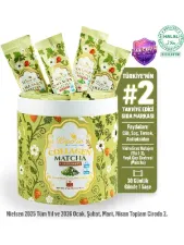 Çift Hidrolize Toz Kolajen Peptitleri(10gr) & 2gr Saf Matcha | Detox | Doğal Çilek Aroması | 30 Saşe