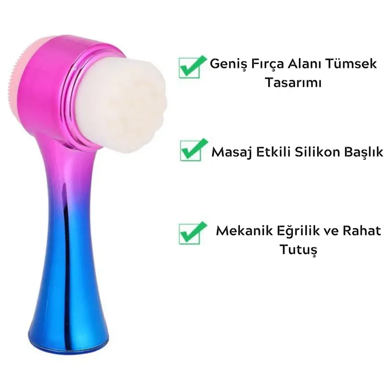 Çift İşlevli Renkli Cilt Yüz Temizleme Fırçası Peeling Masaj Etkili Gözenek Temizleyici Alet (4745)