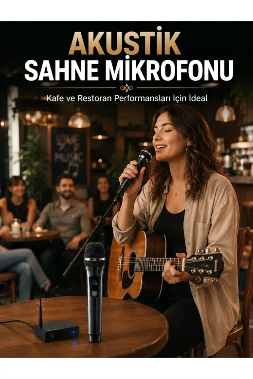 Çift Kablosuz El krofonu Net Ses Kalitesi ve Dijital Gösterge