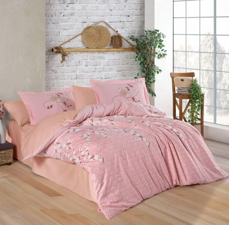 Çift Kişilik Poplin Nev Takımı Missy Pudra
