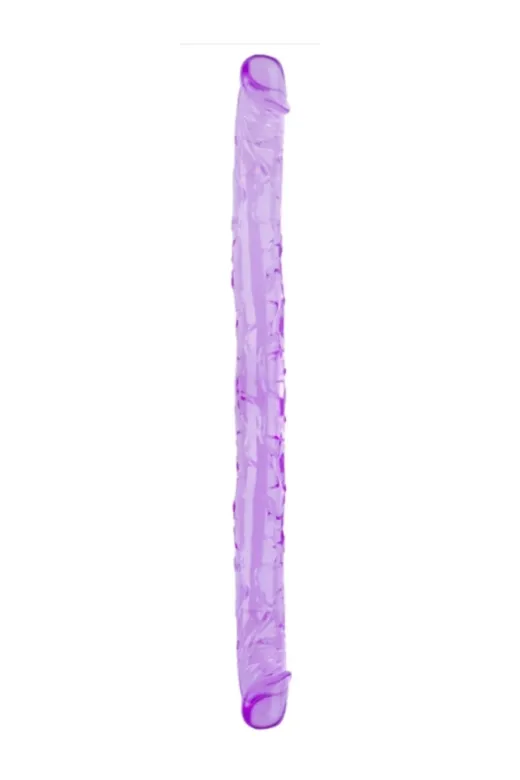 Çift Taraflı Esnek Dildo 34 Cm – Gerçekçi Dokulu Mor Renk