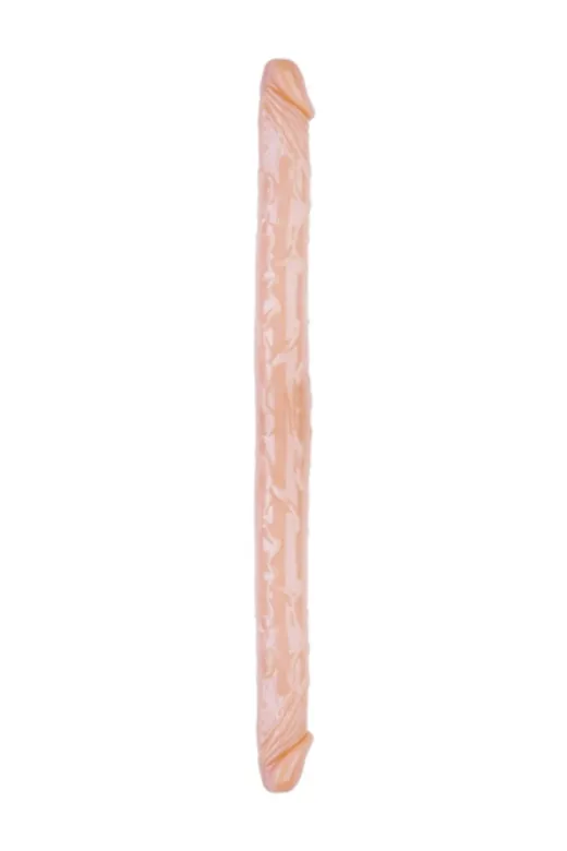 Çift Taraflı Esnek Dildo 34 Cm – Gerçekçi Dokulu Ten Renk