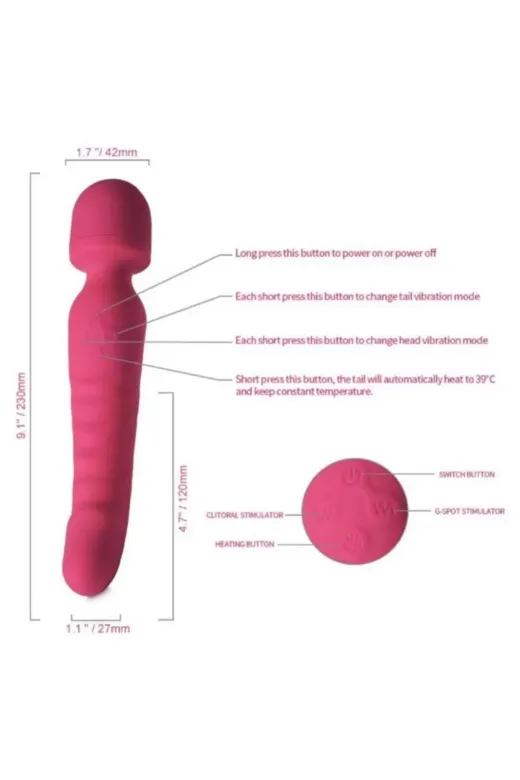 Çift Taraflı Wand Vibratör Kırmızı