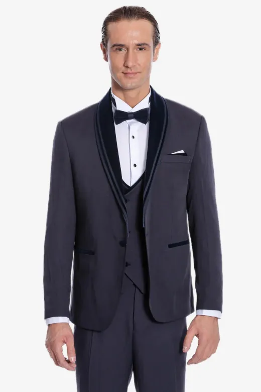 Çıkarılabilir Kadife Yaka Lacivert Smokin - Wessi - 50 / Navy Blue