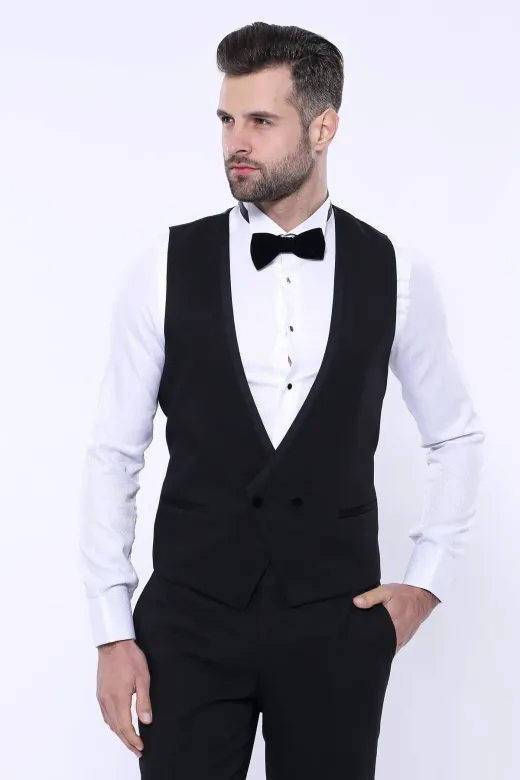 Çıkarılabilir Kadife Yaka Siyah Smokin - Wessi - 58 / Black