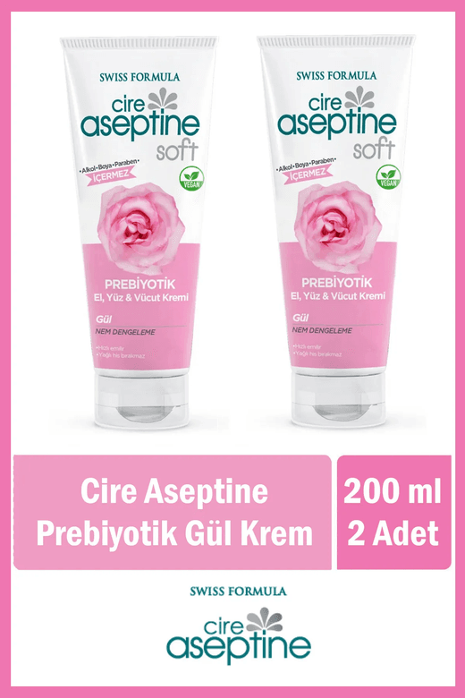 cirerose Cire Aseptine El, Yüz Ve Vücut Kremi 200 Ml Prebiyotik Gül X 2 Adet