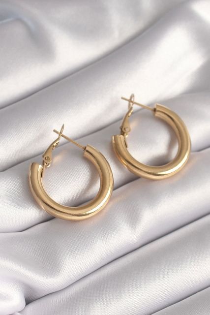 Clariss BKP11834-BLNC 316L Çelik Gold Renk Halka Model Kadın Küpe Çok Renkli