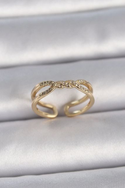 Clariss BYK3400-BLNC Pirinç Gold Renk Ayarlanabilir Zirkon Taşlı Sarmal Model Kadın Yüzük Çok Renkli