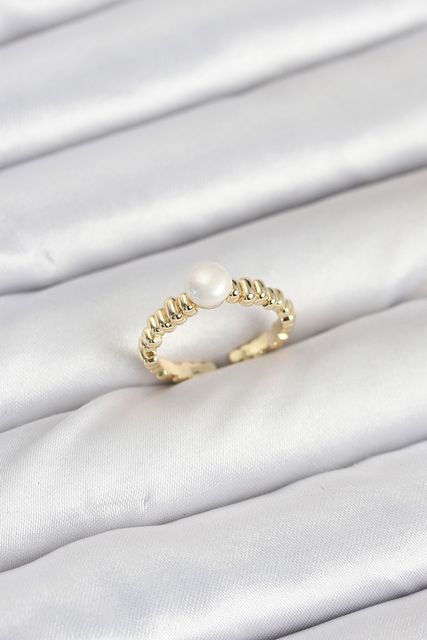Clariss BYK3886-BLNC Pirinç Gold Renk Göbek İnci Model Kadın Yüzük Çok Renkli