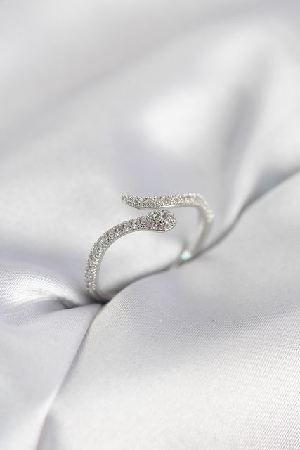 Clariss BYK3990-BLNC Gümüş Renk Yılan Model Zirkon Taşlı Kadın Yüzük Çok Renkli