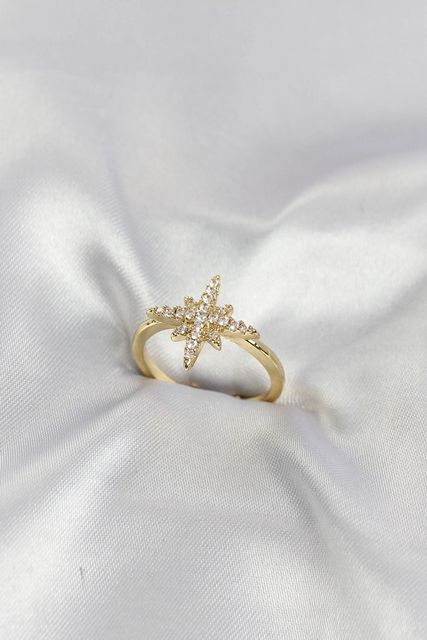 Clariss BYK4199-BLNC Pirinç Gold Renk Kutup Yıldızı Model Zirkon Taşlı Kadın Yüzük Çok Renkli 54586809