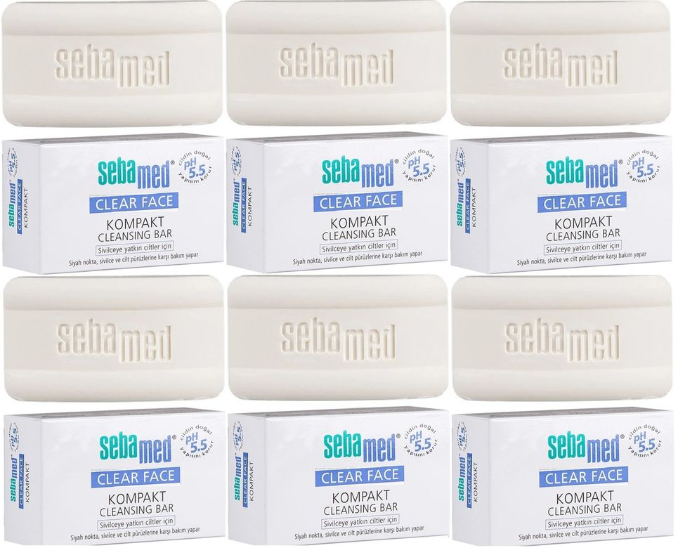 Clear Face Kompakt Yüz Temizleme Barı Sabun Sivilceye Yatkın Cilt 100GR (6 Lı Set)