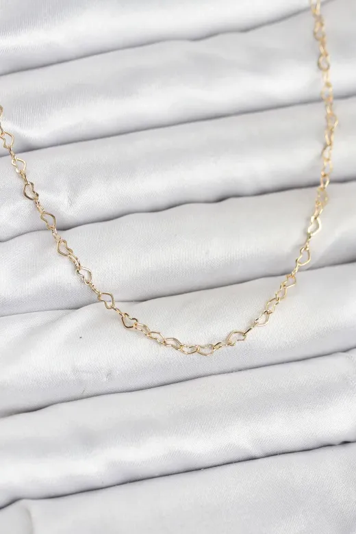 CM 14K Gold Renk Kalp Zincirli Kadın Kolye TJ-BKO10924